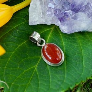 Oval Carnelian Healing Crystal Stone 925 Sterling Silver